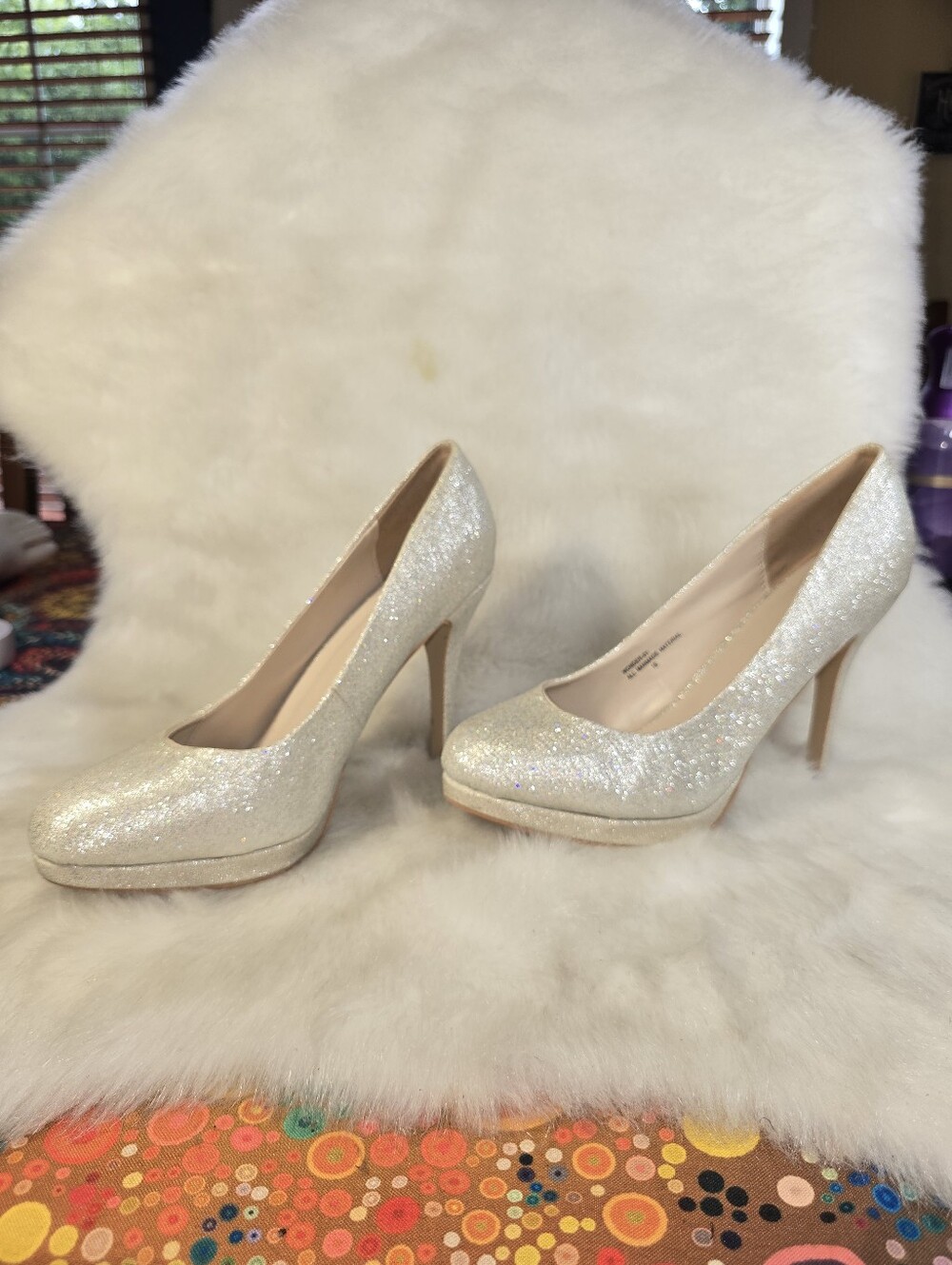 Silver Dew "Wonder-01" Glitter High Heel Pumps